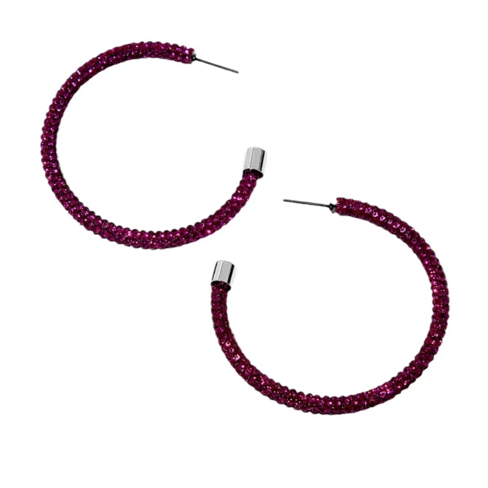 Purple Pavé Crystal 50MM Hoop Earrings